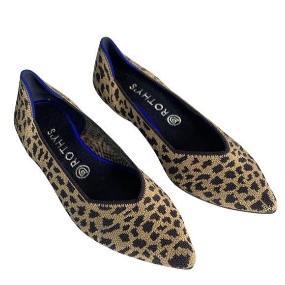 Rothy’s The Point Leopard Print Retired Brown Tan Leopard Flats Shoes Size 9.5 - Picture 8 of 11